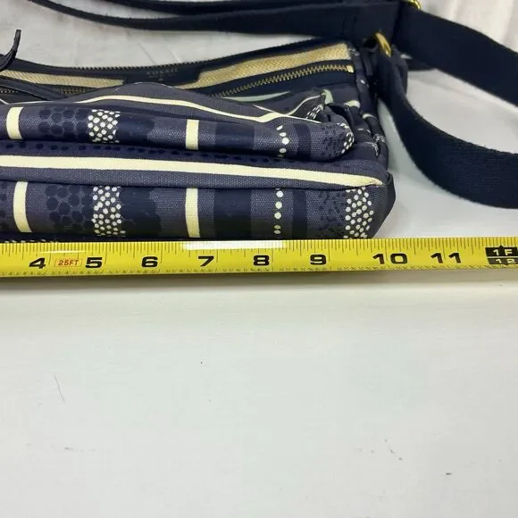 FOSSIL ELIZA Crossbody Blue Multi-Striped Coated Canvas Messenger Bag Purse - Picture 4 of 14